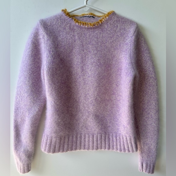 Girl’s Angora Rabbit Hair and Mohair trim lilac sweater size 4-5 years
